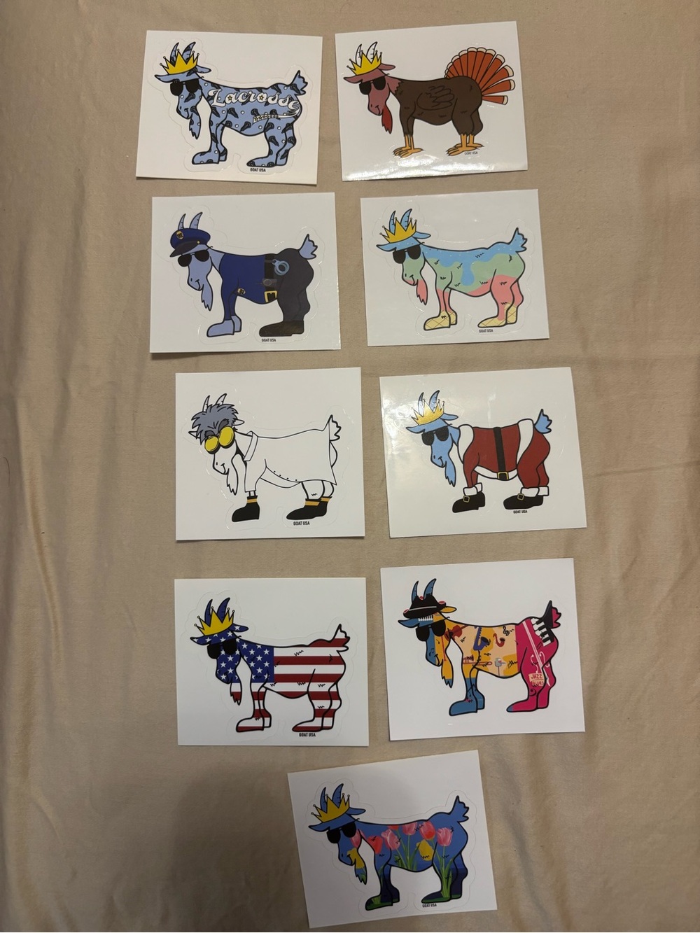 9 goat USA stickers bundle